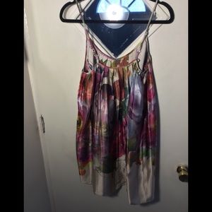 Pleated floral adjustable strap dress